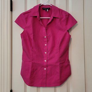 Jones New York Hot Pink Short Sleeve Button Down Shirt